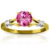 Genuine 1.02 ctw Pink Topaz & Diamond Ring Jewelry 14KT Yellow Gold - REF-28N5R