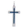 0.23 CTW Blue Color Diamond Cross Pendant 10KT White Gold - REF-14M9H