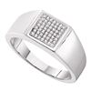 0.15 CTW Mens Diamond Square Cluster Ring 10KT White Gold - REF-41K9W