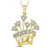 0.10 CTW Diamond Mom Mother Flowers Pendant 10KT Yellow Gold - REF-10M5H