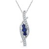 0.55 CTW Created Blue Sapphire 3-stone Diamond Pendant 10KT White Gold - REF-16N4F
