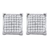 0.33 CTW Diamond Square Cluster Screwback Earrings 10KT White Gold - REF-22K4W