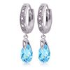 Genuine 2.53 ctw Blue Topaz & Diamond Earrings Jewelry 14KT White Gold - REF-58P2H