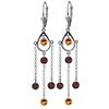 Genuine 3 ctw Citrine & Garnet Earrings Jewelry 14KT White Gold - REF-48A9K
