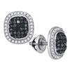 Image 1 : 0.55 CTW Black Color Diamond Square Cluster Earrings 10KT White Gold - REF-32F9N