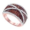 Image 1 : 1 CTW Red Color Diamond Crisscross Cocktail Ring 10KT Rose Gold - REF-49M5H