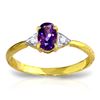 Genuine 0.46 ctw Amethyst & Diamond Ring Jewelry 14KT Yellow Gold - REF-22N5R