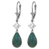 Genuine 18.6 ctw Green Sapphire Corundum & White Topaz Earrings Jewelry 14KT White Gold - REF-46A7K