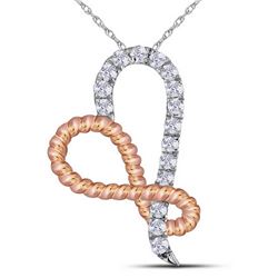 0.15 CTW Diamond Rope Infinity Heart Pendant 10KT Two-tone Gold - REF-13F4N