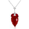 Genuine 13.5 ctw Ruby Necklace Jewelry 14KT White Gold - REF-34X3M