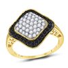 Image 1 : 1.02 CTW Black Color Diamond Cluster Ring 10KT Yellow Gold - REF-36Y2X