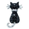 0.33 CTW Black Color Diamond Animal Kitty Cat Pendant 14KT White Gold - REF-14M9H