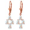 Genuine 3.9 ctw Aquamarine Earrings Jewelry 14KT Rose Gold - REF-51H8X
