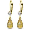 Genuine 4.53 ctw Citrine & Diamond Earrings Jewelry 14KT Yellow Gold - REF-29F3Z