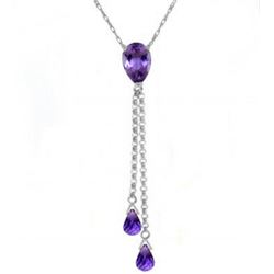 Genuine 3.75 ctw Amethyst Necklace Jewelry 14KT White Gold - REF-23V5W