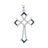 Image 1 : 0.25 CTW Blue Color Diamond Cross Pendant 10KT White Gold - REF-19H4M