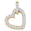 0.25 CTW Diamond Small Dangling Heart Love Pendant 14KT Yellow Gold - REF-25N4F