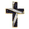 0.25 CTW Black Color Diamond Asymmetric Cross Pendant 10KT Yellow Gold - REF-14K9W