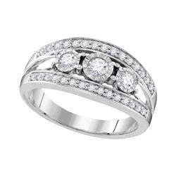 0.50 CTW Diamond 3-stone Bridal Engagement Ring 10KT White Gold - REF-64K4W