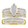 Image 1 : 0.28 CTW His & Hers Diamond Cluster Matching Bridal Ring 10KT Yellow Gold - REF-32W9K