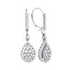 Image 1 : 0.90 CTW Diamond Teardrop Cluster Dangle Earrings 14KT White Gold - REF-75W2K