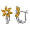 Genuine 1.10 ctw Citrine & Diamond Earrings Jewelry 14KT White Gold - REF-36X3M
