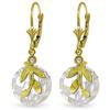 Genuine 14.73 ctw White Topaz & Diamond Earrings Jewelry 14KT Yellow Gold - REF-47Y6F