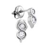 0.25 CTW Diamond 2-stone Hearts Together Stud Earrings 14KT White Gold - REF-30N2F
