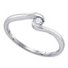Image 1 : 0.07 CTW Diamond Solitaire Bridal Engagement Ring 10KT White Gold - REF-8W9K