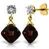 Genuine 17.56 ctw Garnet & Diamond Earrings Jewelry 14KT Yellow Gold - REF-59R2P