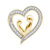 0.10 CTW Diamond Heart Mother Child Embrace Pendant 10KT Yellow Gold - REF-12Y2X