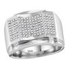 Image 1 : 0.49 CTW Mens Diamond Arched Concave Square Cluster Ring 10KT White Gold - REF-75F2N