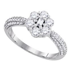 0.99 CTW Diamond Cluster Ring 10KT White Gold - REF-75W2K