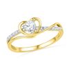 Image 1 : 0.25 CTW Diamond Heart Love Promise Bridal Ring 10KT Yellow Gold - REF-28M4H