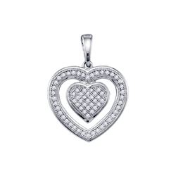0.20 CTW Diamond Double Heart Pendant 10KT White Gold - REF-18N2F