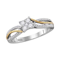0.26 CTW Diamond Cluster Promise Bridal Ring 10KT Two-tone Gold - REF-30Y2X