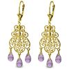 Genuine 3.75 ctw Amethyst Earrings Jewelry 14KT Yellow Gold - REF-58A3K
