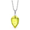 Genuine 9.05 ctw Lemon Quartz & Diamond Necklace Jewelry 14KT White Gold - REF-21N9R