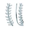 0.26 CTW Diamond Floral Leaf Climber Earrings 10KT White Gold - REF-26X9Y