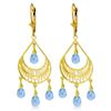 Genuine 6.75 ctw Blue Topaz Earrings Jewelry 14KT Yellow Gold - REF-62H6X