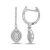 0.95 CTW Diamond Double Oval Dangle Earrings 14KT White Gold - REF-97W4K