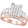 2 CTW Diamond Cluster Bridal Engagement Ring 10KT Rose Gold - REF-116K9W