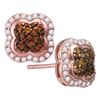 0.53 CTW Cognac-brown Color Diamond Quaterfoil Stud Earrings 10KT Rose Gold - REF-37H5M