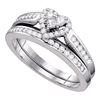 0.55 CTW Diamond Heart Bridal Engagement Ring 14KT White Gold - REF-47F9N