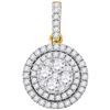 0.87 CTW Diamond Double Flower Cluster Pendant 14KT Yellow Gold - REF-82F4N
