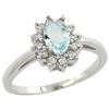 Natural 0.67 ctw Aquamarine & Diamond Engagement Ring 14K White Gold - REF-49Y9X
