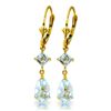 Genuine 4.5 ctw Aquamarine Earrings Jewelry 14KT Yellow Gold - REF-54M5T