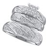 Image 1 : 0.25 CTW His & Hers Diamond Cluster Matching Bridal Ring 14KT White Gold - REF-44M9H