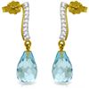 Genuine 4.78 ctw Blue Topaz & Diamond Earrings Jewelry 14KT Yellow Gold - REF-46Y2F