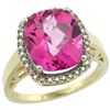 Natural 5.28 ctw Pink-topaz & Diamond Engagement Ring 10K Yellow Gold - REF-41K2R